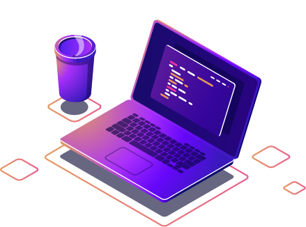 Ilustração de um Computador e Café